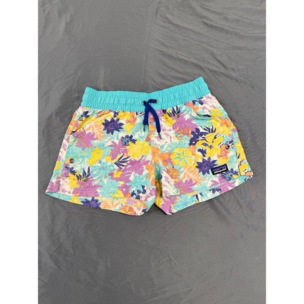 Patagonia Girls Baggies Shorts Large 12 Floral Tropical Print Nylon 67086SP16